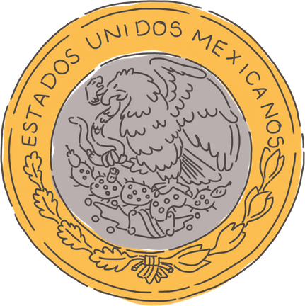 Cute Doodly Mexican Peso Coin 